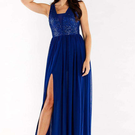 Radiant Sequin-Embellished Mesh Gala Dress
