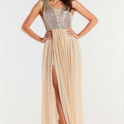 Radiant Sequin-Embellished Mesh Gala Dress