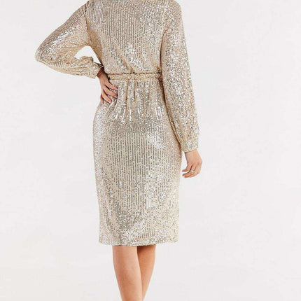 Radiant Sequined Gown with Flared Hem - Très Elite