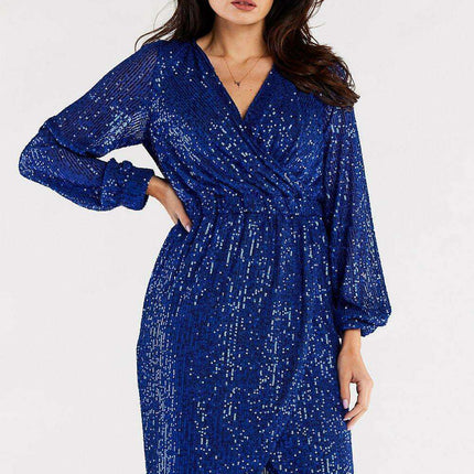 Radiant Sequined Gown with Flared Hem