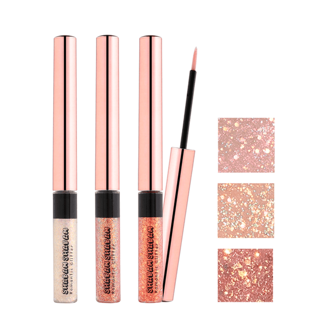 Radiant Sparkle Love Liquid Eye Glitter Trio - Glamorous Eyeshadow Set (3 Shades)