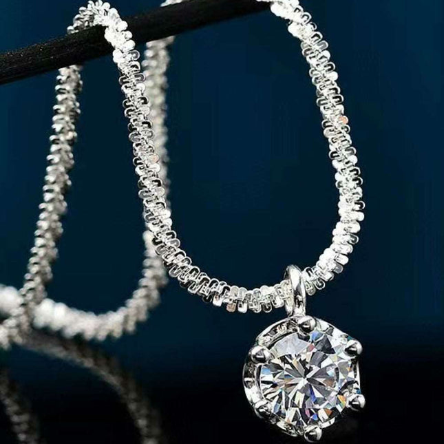 Radiant Sterling Silver Pendant Necklace with 1 Carat Lab-Created Diamond