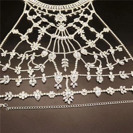 Radiant Zircon Crystal Body Chain & Bra Necklace Ensemble