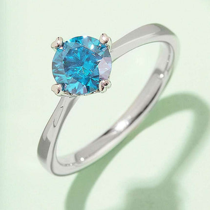 Rainbow Lab-Created Diamond Solitaire Ring with Platinum Coating