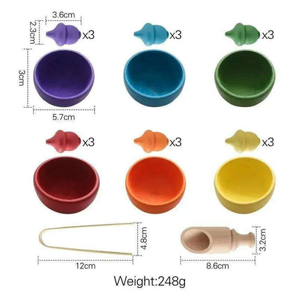 Rainbow Woodland Montessori Educational Toy - Wood & Wool Learning Board - Très Elite