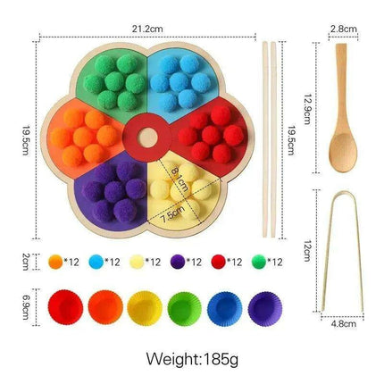 Rainbow Woodland Montessori Educational Toy - Wood & Wool Learning Board - Très Elite