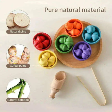 Rainbow Woodland Montessori Educational Toy - Wood & Wool Learning Board - Très Elite