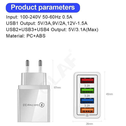 Rapid Charge USB Wall Adapter for iPhone, Samsung, Xiaomi, and Huawei - Maximize Your Charging Speed - Très Elite