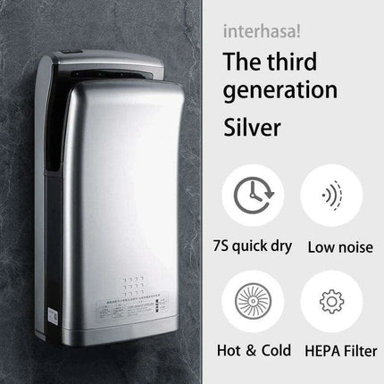 Rapid-Dry 1800W HEPA Commercial Jet Hand Dryer - Ultra-Fast Drying Solution for Restrooms..