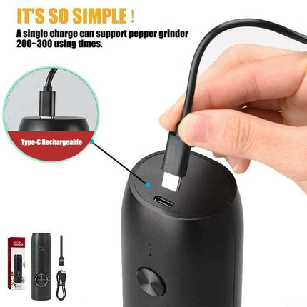 Rechargeable Electric Salt and Pepper Grinder Set with One-Handed Operation and Adjustable Grind Settings - Très Elite