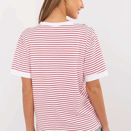 Red Blouse Model 213265 Cotton Blend Elastane Short Sleeves - Très Elite