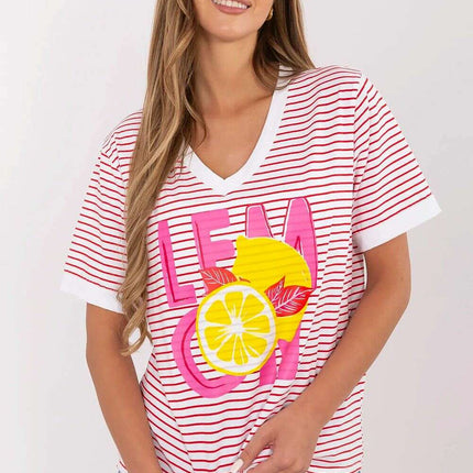 Red Blouse Model 213265 Cotton Blend Elastane Short Sleeves - Très Elite