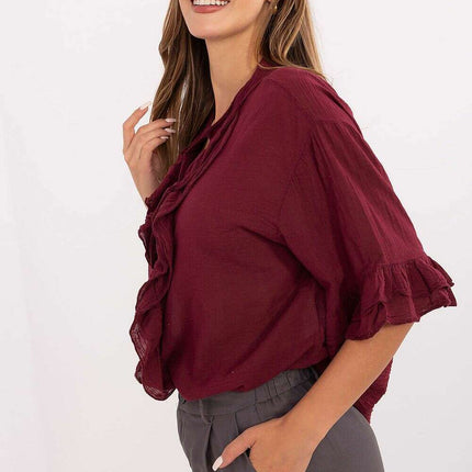 Red Boho Style Shirt Model 215811 For Everyday Workwear - Très Elite