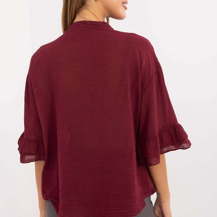 Red Boho Style Shirt Model 215811 For Everyday Workwear - Très Elite