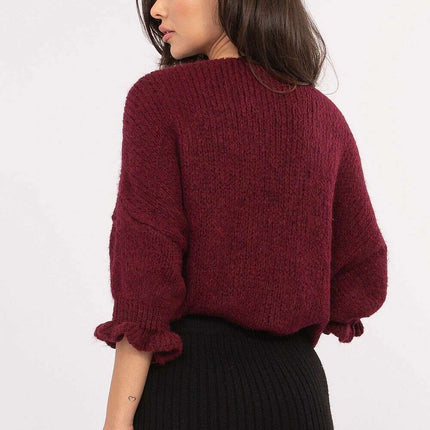 Red Cardigan 216109 Womens Casual Sweater Soft Acrylic Knit - Très Elite