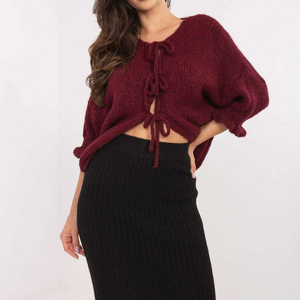 Red Cardigan 216109 Womens Casual Sweater Soft Acrylic Knit - Très Elite