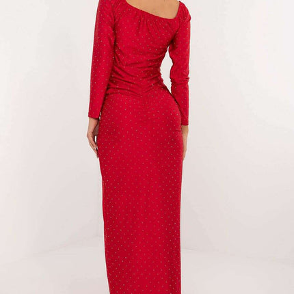 Red Evening Dress Pencil Style Long Sleeve Formal Gown - Très Elite