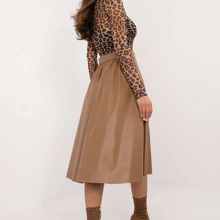 Red Faux Leather Skirt 202396 Timeless Flared Silhouette - Très Elite