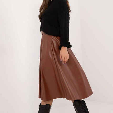 Red Faux Leather Skirt 202396 Timeless Flared Silhouette - Très Elite