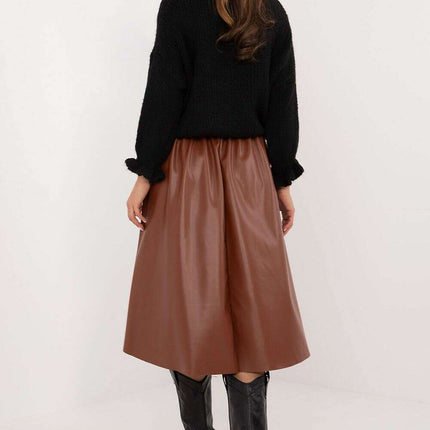 Red Faux Leather Skirt 202396 Timeless Flared Silhouette - Très Elite