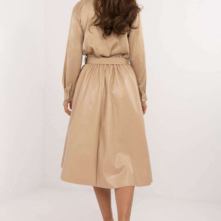 Red Faux Leather Skirt 202396 Timeless Flared Silhouette - Très Elite
