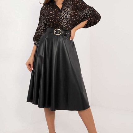 Red Faux Leather Skirt 202396 Timeless Flared Silhouette