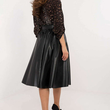 Red Faux Leather Skirt 202396 Timeless Flared Silhouette - Très Elite