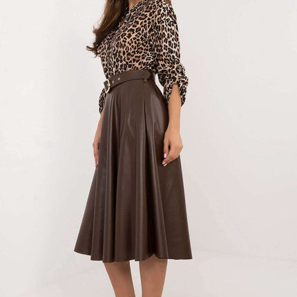 Red Faux Leather Skirt 202396 Timeless Flared Silhouette - Très Elite