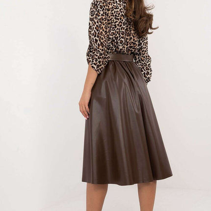 Red Faux Leather Skirt 202396 Timeless Flared Silhouette - Très Elite