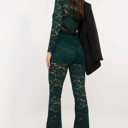 Red Lace Bell Bottom Pants – High-Waisted Formal Trousers - Très Elite