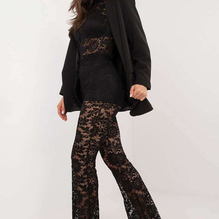 Red Lace Bell Bottom Pants – High-Waisted Formal Trousers - Très Elite