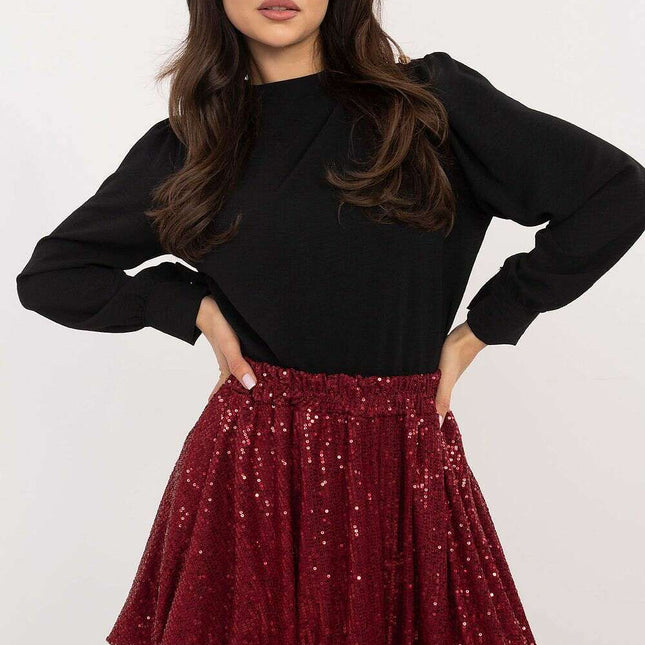 Red Sequin Short Skirt Bomb Cut for Elegant Parties