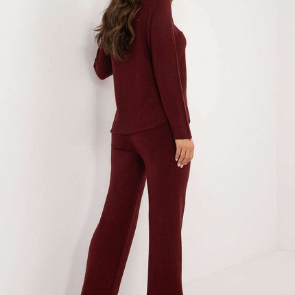 Red Sweater And Pants Set 216691 Casual Two Piece Ensemble - Très Elite