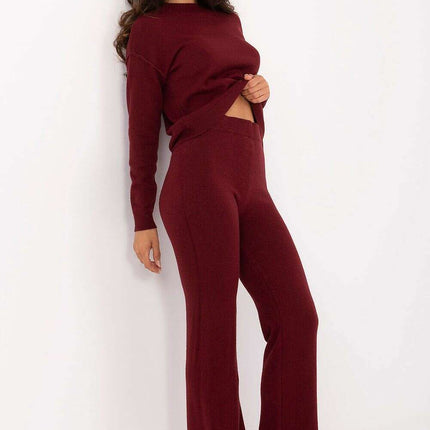 Red Two Piece Sweater And Pants Set For Women Casual Wear - Très Elite