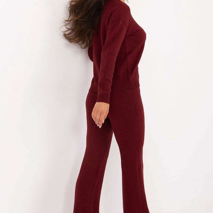 Red Two Piece Sweater And Pants Set For Women Casual Wear - Très Elite
