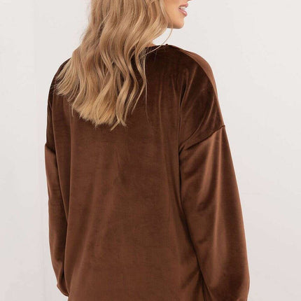 Red Velour Blouse 202015 Bound Neckline For Everyday Use - Très Elite