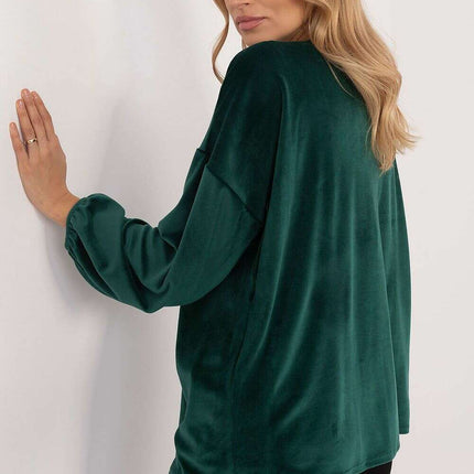 Red Velour Blouse 202015 Bound Neckline For Everyday Use - Très Elite