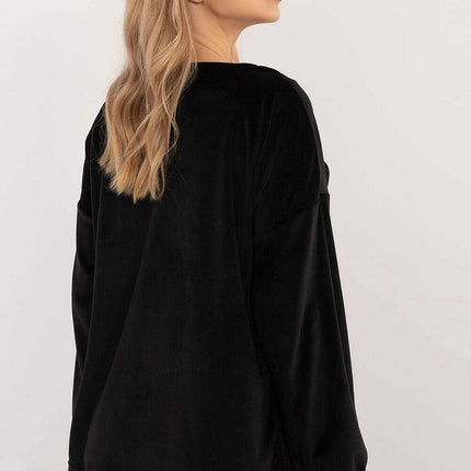 Red Velour Blouse 202015 Bound Neckline For Everyday Use - Très Elite