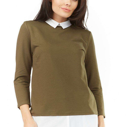 Red and White Knit Blouse - Stylish Cotton Blend Top for Any Occasion - Très Elite