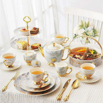 Refined English Bone China Tea Set: Elevate Your Afternoon Tea Experience..