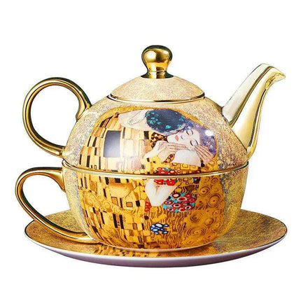 Regal Elegance: European Aristocracy Inspired Fine Bone China Tea Set with Exquisite Lady's Portrait - Très Elite