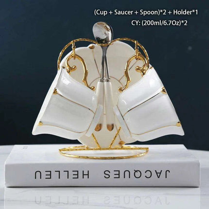 Regal Elegance Gold Pearl Bone China Tea and Coffee Set - Sophisticated Collection for Luxurious Teatime - Très Elite