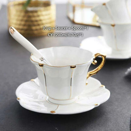Regal Elegance Gold Pearl Bone China Tea and Coffee Set - Sophisticated Collection for Luxurious Teatime - Très Elite