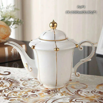 Regal Elegance Gold Pearl Bone China Tea and Coffee Set - Sophisticated Collection for Luxurious Teatime - Très Elite