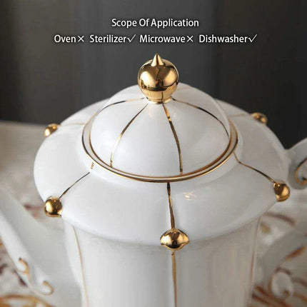 Regal Elegance Gold Pearl Bone China Tea and Coffee Set - Sophisticated Collection for Luxurious Teatime - Très Elite