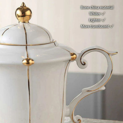 Regal Elegance Gold Pearl Bone China Tea and Coffee Set - Sophisticated Collection for Luxurious Teatime - Très Elite