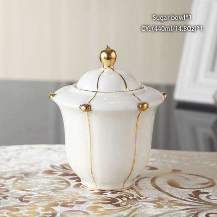 Regal Elegance Gold Pearl Bone China Tea and Coffee Set - Sophisticated Collection for Luxurious Teatime - Très Elite