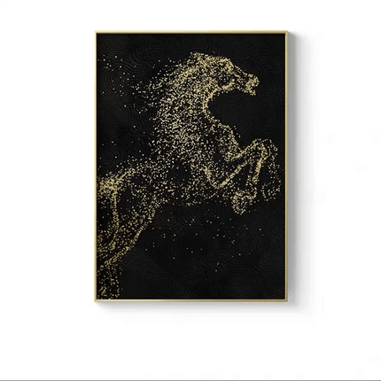Regal Golden Stallion Canvas Artwork for Upscale Home Aesthetics - Très Elite