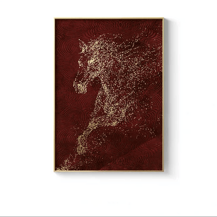 Regal Golden Stallion Canvas Artwork for Upscale Home Aesthetics - Très Elite