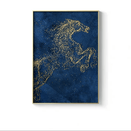 Regal Golden Stallion Canvas Artwork for Upscale Home Aesthetics - Très Elite